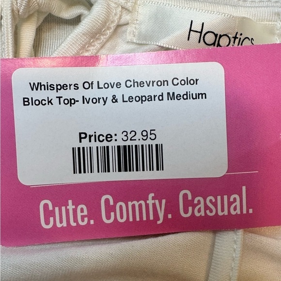Whispers Of Love Chevron Color Block Top- Ivory & Leopard - Picture 10 of 11